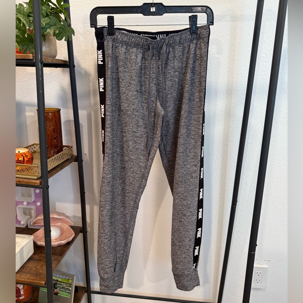 VS Pink Ultimate Yoga Jogger Pant Gray Joggers with Side Logo